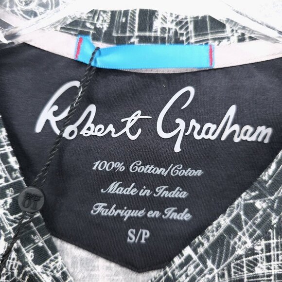 NWT ROBERT GRAHAM Mechanical Skull T-Shirt All Over Print Embroidered SMALL - Picture 7 of 8